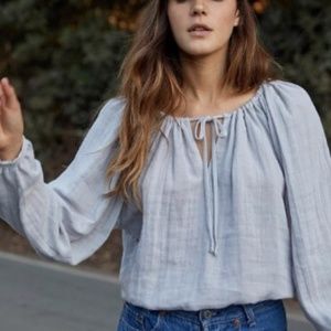 Christy Dawn Blue Blouse Long Sleeve Top